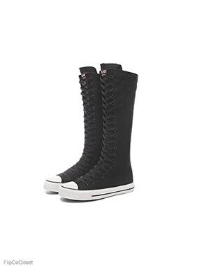 Women's Tall Canvas Lace Up Knee High Sneakers
